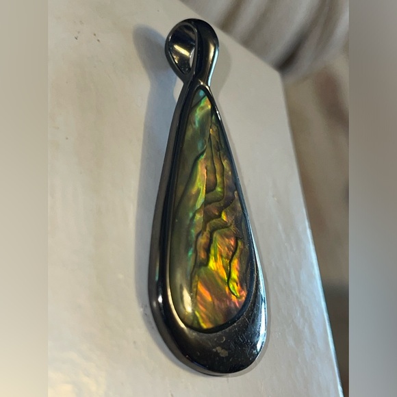 OYSTER BAR Retired LIA SOPHIA Slide Pendant for a necklace Hematite & Abalone 🥰 - Picture 7 of 13